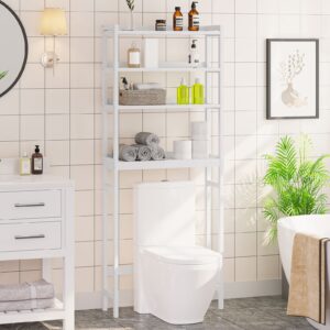 HOOBRO Over The Toilet Storage Shelf, 4 Tier Over Toilet Bathroom Organizer, 23.6" L x 9.4" W x 65.7" H, Space-Saving, Stable, Easy Assembly, for Bathroom, Laundry, Restroom, White WT04TS01G1