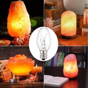 25 Pack Clear Night Light Bulbs, 7 Watt Salt Lamp Light Replacement Bulbs, Plug-in Incandescent Night Light Bulbs, E12 Candelabra Base, 120 Volt