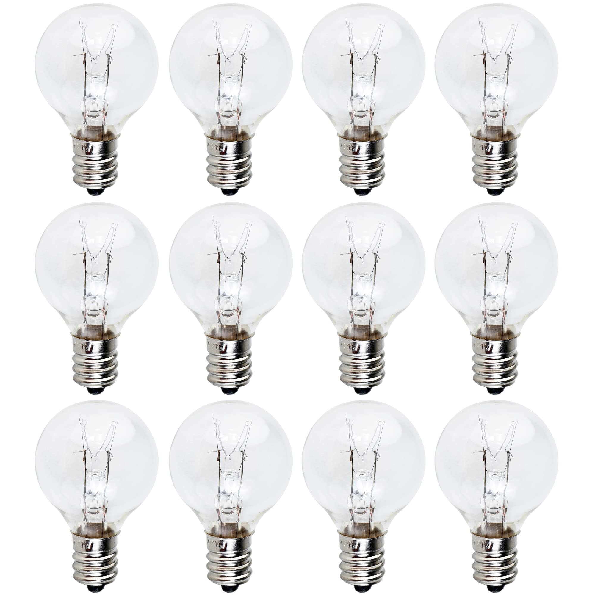 BlueStars Premium G30 E12 20W Bulbs for Middle Size Scentsy Warmers, Dimmable G30 Globe E12 Candelabra Base Clear Light Bulbs for Candle Wax Warmer - Pack of 12