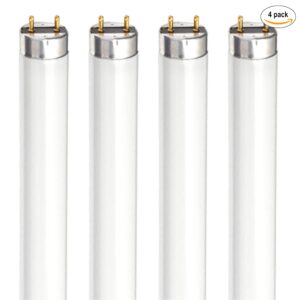 F32T8/841 4 Pack 32W 48 Inch T8 Fluorescent Tube Light Bulb, 4100K Cool White, Medium Bi-Pin (G13) Base, 32 Watt T8 Light Bulbs