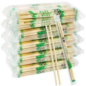 uejywuy 800 pairs 8 inch disposable chopsticks, separated sleeved individually wrapped disposable bamboo chopsticks, bamboo wooden chopsticks for noodles, sushi, asian food