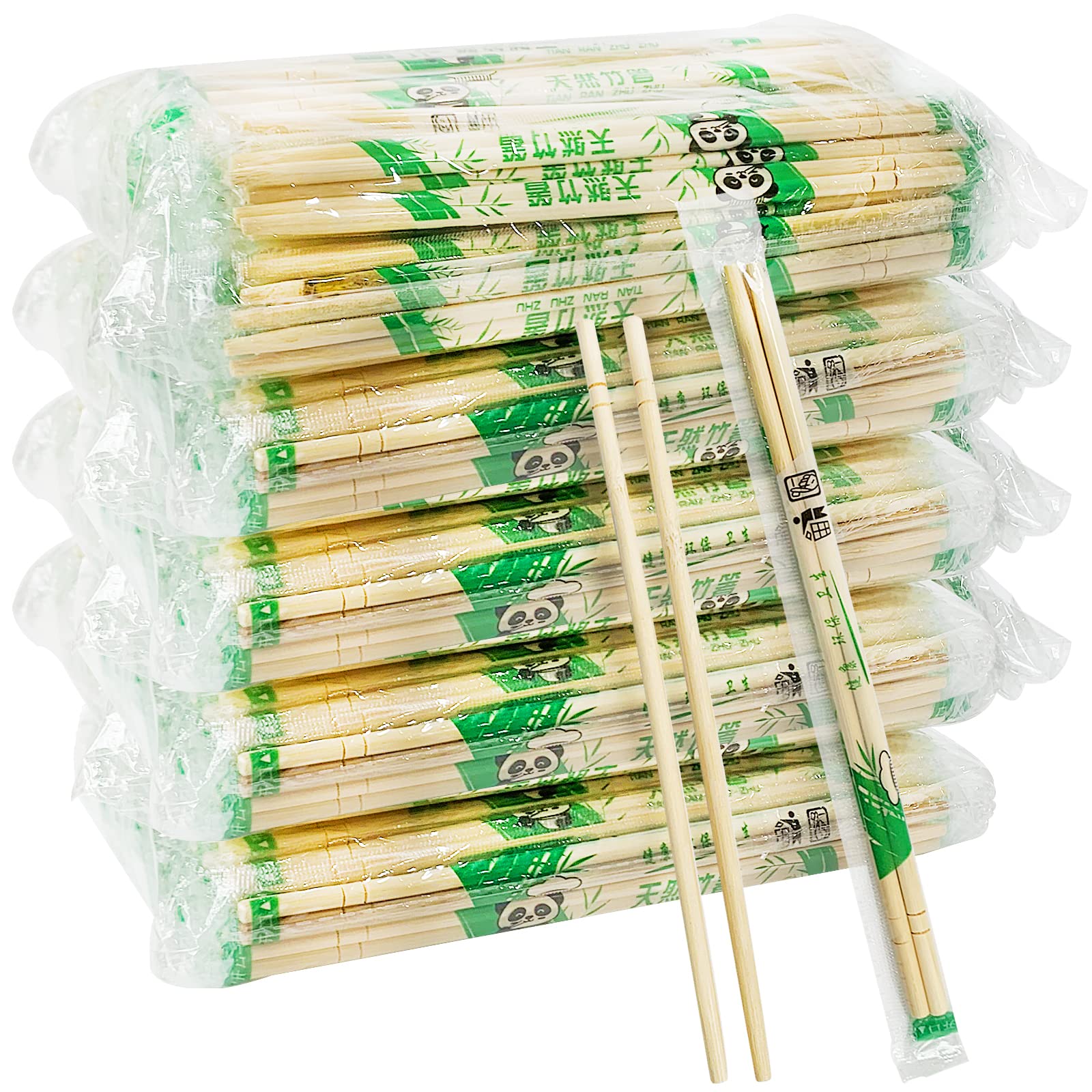 UEJYWUY 800 Pairs 8 Inch Disposable Chopsticks, Separated Sleeved Individually Wrapped Disposable Bamboo Chopsticks, Bamboo Wooden Chopsticks for Noodles, Sushi, Asian Food