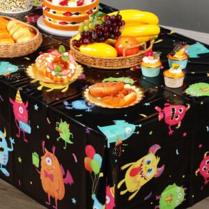 Buryeah 3 Pieces Monster Party Table Covers Plastic Little Monster Table Cloths Monster Birthday Party Tablecloth for Kids Boys Birthday Party Decoration Supplies, 54 x 108 Inch