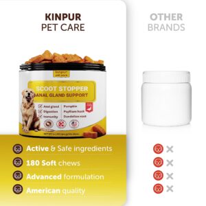 Kinpur Pet Care Scoot Stopper Dog Soft Chews w/Fiber - Stool Hardener for Dog Anal Gland Treatment, Digestion Support -180 Tasty Chews w/Natural Flaxseed, Pumpkin and Psyllium Husk for Dog Comfort