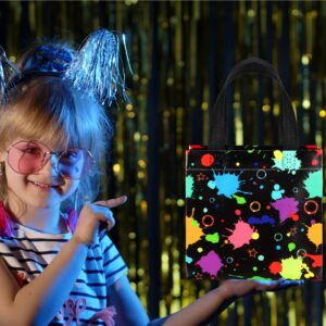 Sweetude 40 Pcs Glow in the Dark Gift Bags Glow Party Gift Treat Bag Neon Theme Party Candy Gift Bags with Handles Non Woven Goodie Gift Bags for Party