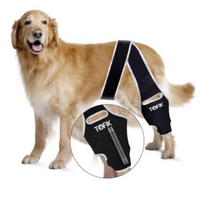 tofik dog knee brace for torn acl hind leg – premium neoprene dog sling for large dogs hind leg support – washable and reusable dog leg brace with flexible springs (m, silver)