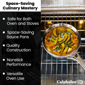 Calphalon Premier Space Saving 1.5 Quart Sauce Pan with Lid, Hard-Anodized Nonstick Cookware with MineralShield Technology, Dishwasher and Oven Safe