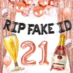 laventy rose gold 21st birthday decorations finally 21 rip fake id birthday party decoration her 21st birthday for women forever 21 birthday decorations