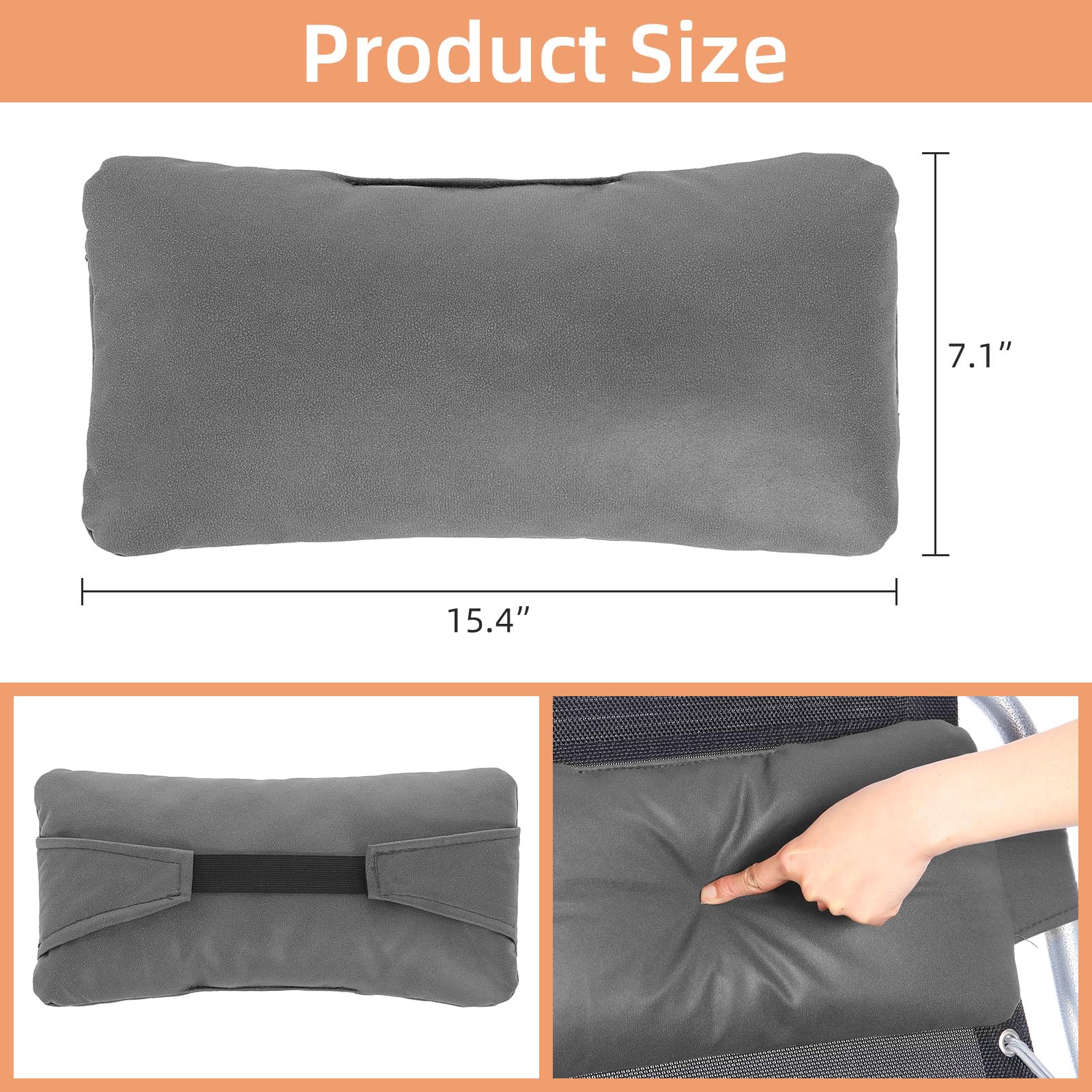 AkiiGer Chair Replacement Pillow, Generic Removable Headrest Neck Pillow for Zero Gravity Chair/Reclining Lounge Chair, with Elastic Band, Softer and More Elastic Filler & Smoother Surface Cloth