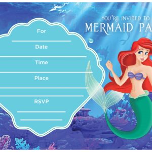 Set of 20 Undersea Princess Inspired Happy Birthday Invitation Cards & Envelopes – Lightweight (240g), Postcard Style Invites for the Perfect Party Pack