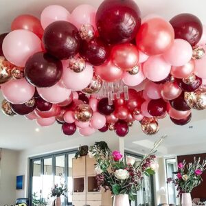 PartyWoo Burgundy Balloons, 85 pcs Wine Red Balloons Different Sizes Pack of 18 Inch 12 Inch 10 Inch 5 Inch Maroon Balloons for Balloon Garland or Balloon Arch as Birthday Party Decorations, Red-Y62