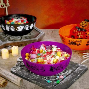 Funtery 6 Pcs Halloween Candy Bowl Large Halloween Plastic Trick Treat Candy Bowls Halloween Party Supplies Halloween Serving Bowl Halloween Candy Holders Tableware Party Decor(Black Ghost)