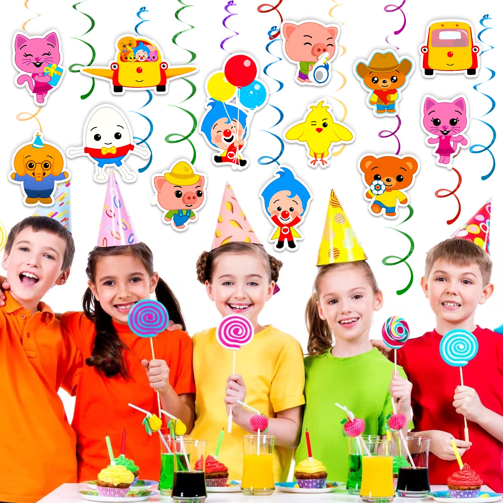 JECTZ 20Pcs Plim Plim Birthday Party Supplies Clown Theme Birthday Party Decorations for Kids Plim Plim Birthday Party Hanging Decorations