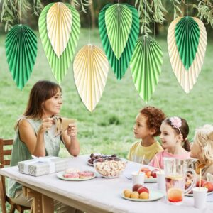 SUNBEAUTY Paper Fans Party Decorations Paper Leaves for Decoration Paper Fans Classroom Decoration Paper Fans Backdrop Decor Green Birthday Decorations,Set of 9