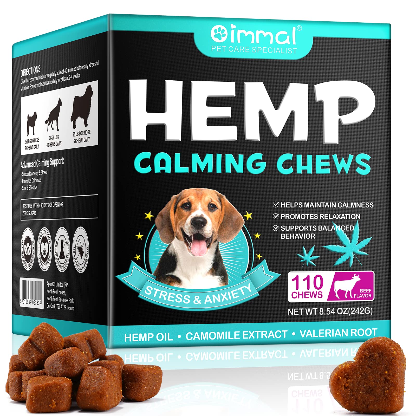 PLSHSBSE Calming Chews for Dogs, 150 Chews Hemp Calming Treats for Dog Anxiety Relief, Dog Calming Chews for All Breeds & Sizes (Chicken Flavor)