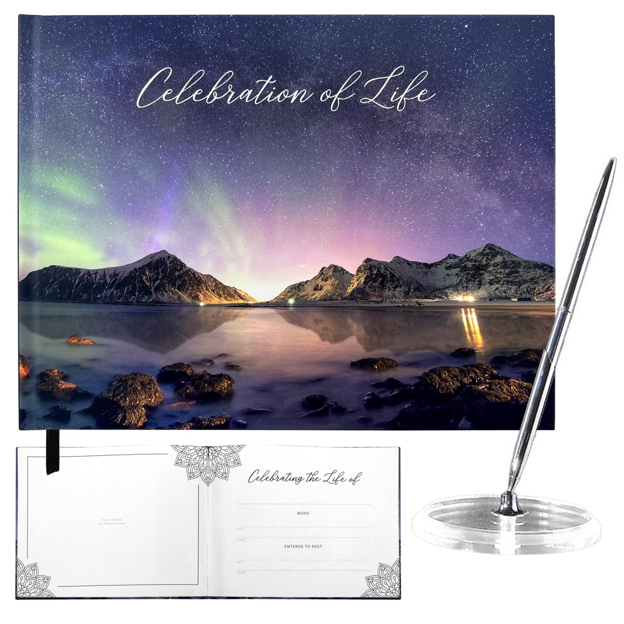 Celebration of Life Funeral Guest Book, Mountain Design Funeral Guestbook, Memorial Service Guest Book, Memorial Book, Funeral Book, Guestbook Funeral, Funeral Registry Book