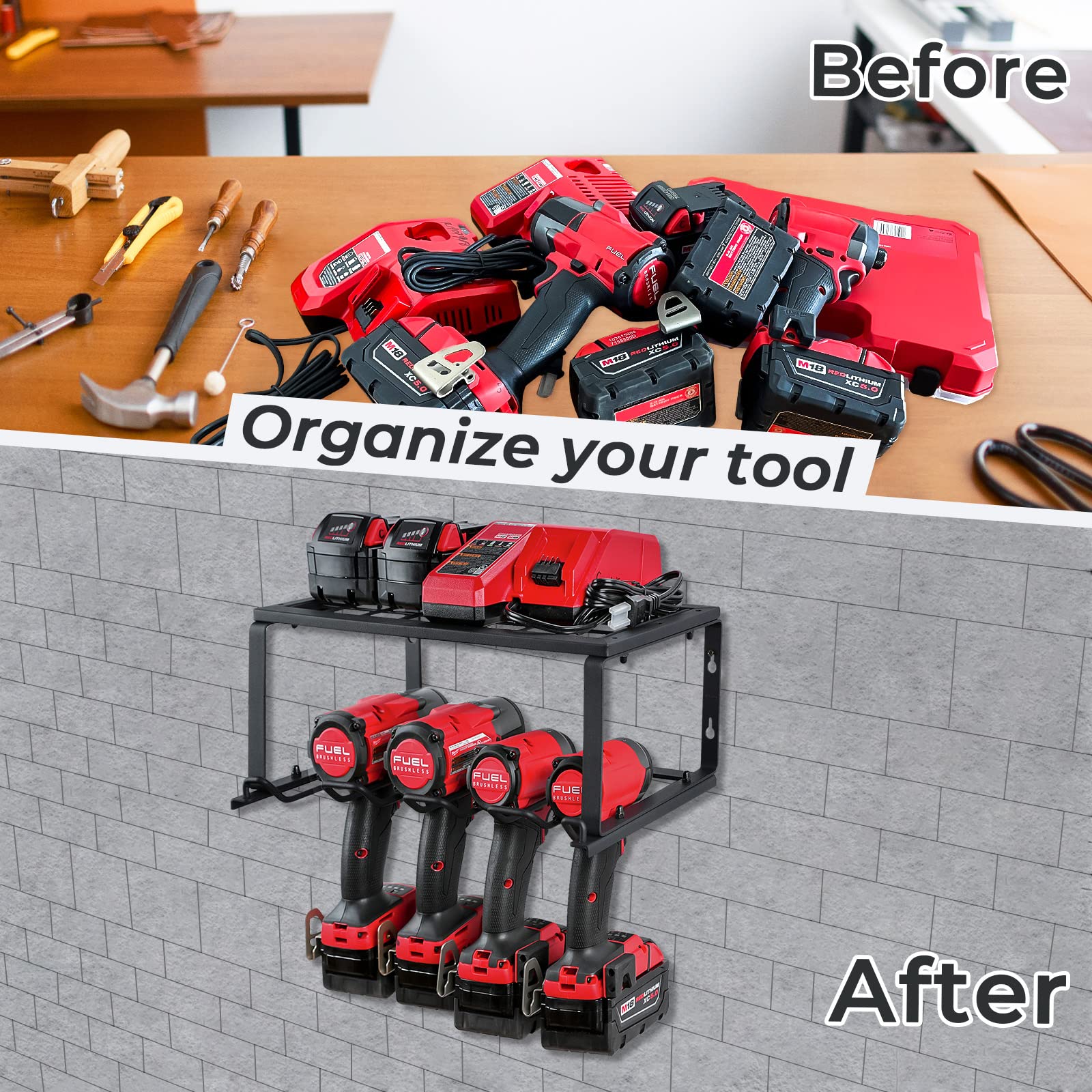 TreeLen Power Tool Organizer, Drill Holder Wall Mount,Heavy Duty Tool Shelf & Storage Rack, Great as Tool Box Organizers and Storage