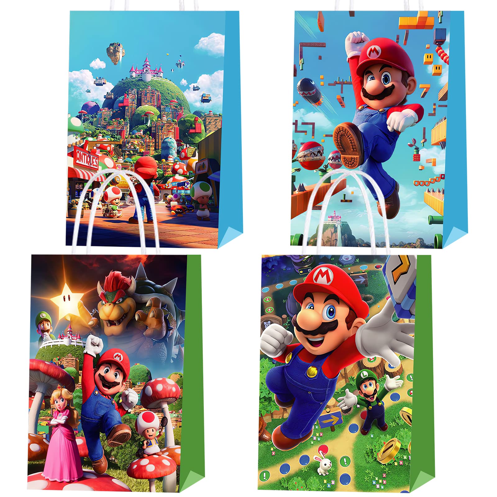 20 Packs Mario Party Favor Bags, Mario Gift Bags Party Supplies for Kids Party, Birthday Candy Goodie Bags Treat Bags for Girls or Boys Party Decorations