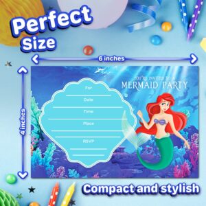 Set of 20 Undersea Princess Inspired Happy Birthday Invitation Cards & Envelopes – Lightweight (240g), Postcard Style Invites for the Perfect Party Pack