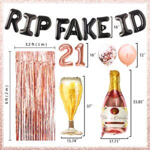 LaVenty Rose Gold 21st Birthday Decorations Finally 21 Rip Fake ID Birthday Party Decoration Her 21st Birthday for Women Forever 21 Birthday Decorations