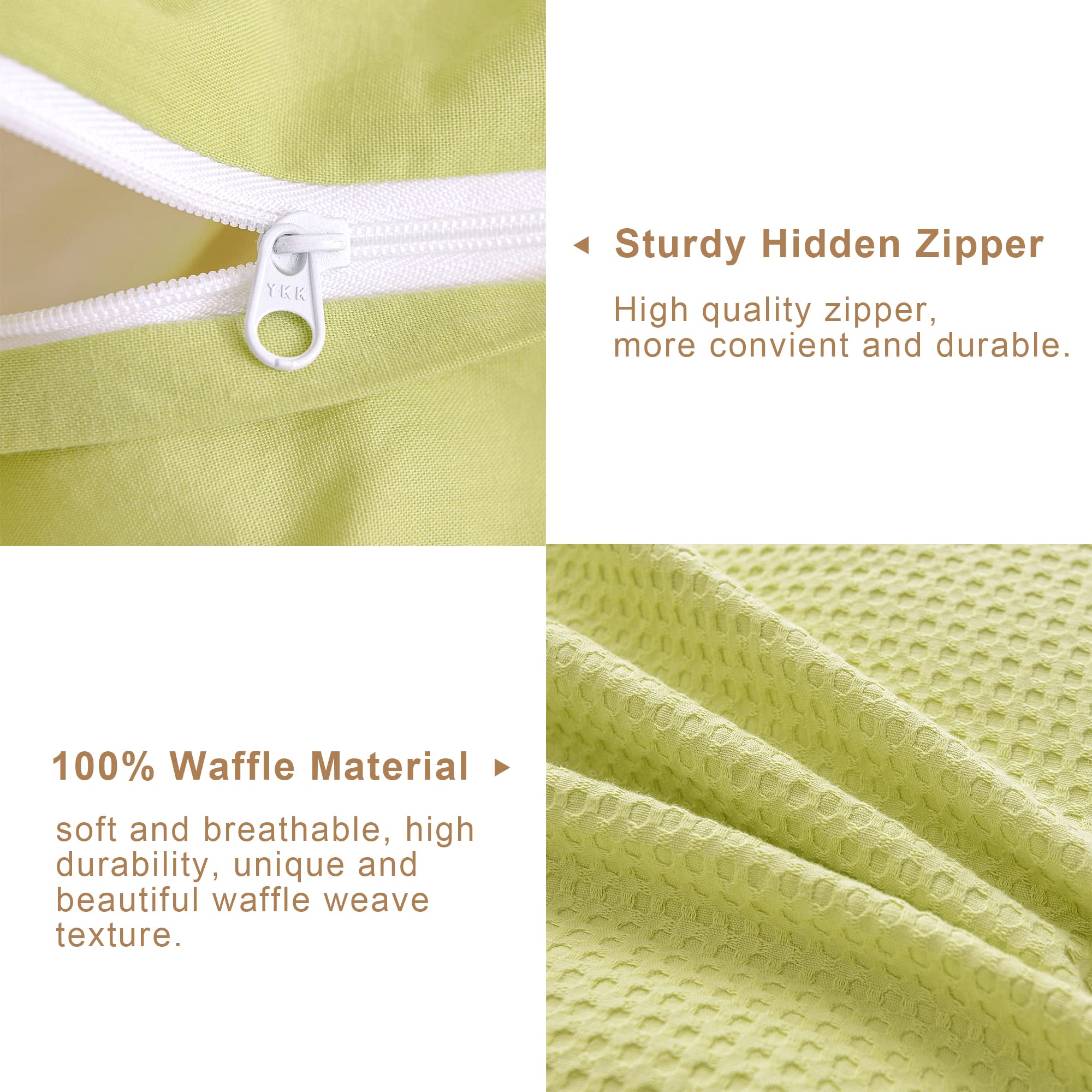 MADELUO 100% Cotton Duvet Cover, Waffle Weave Warm White Duvet Cover Set, Soft Breathable Luxury Comforter Cover Bedding Set with 4 Corner Ties & Zipper Closure