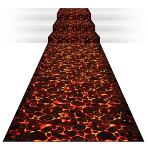 pinkunn 24 inch x 10 ft plastic hot coals runner party decorations lava themed party theme tablecloth runner table floor cover for fire volcano halloween birthday party supply