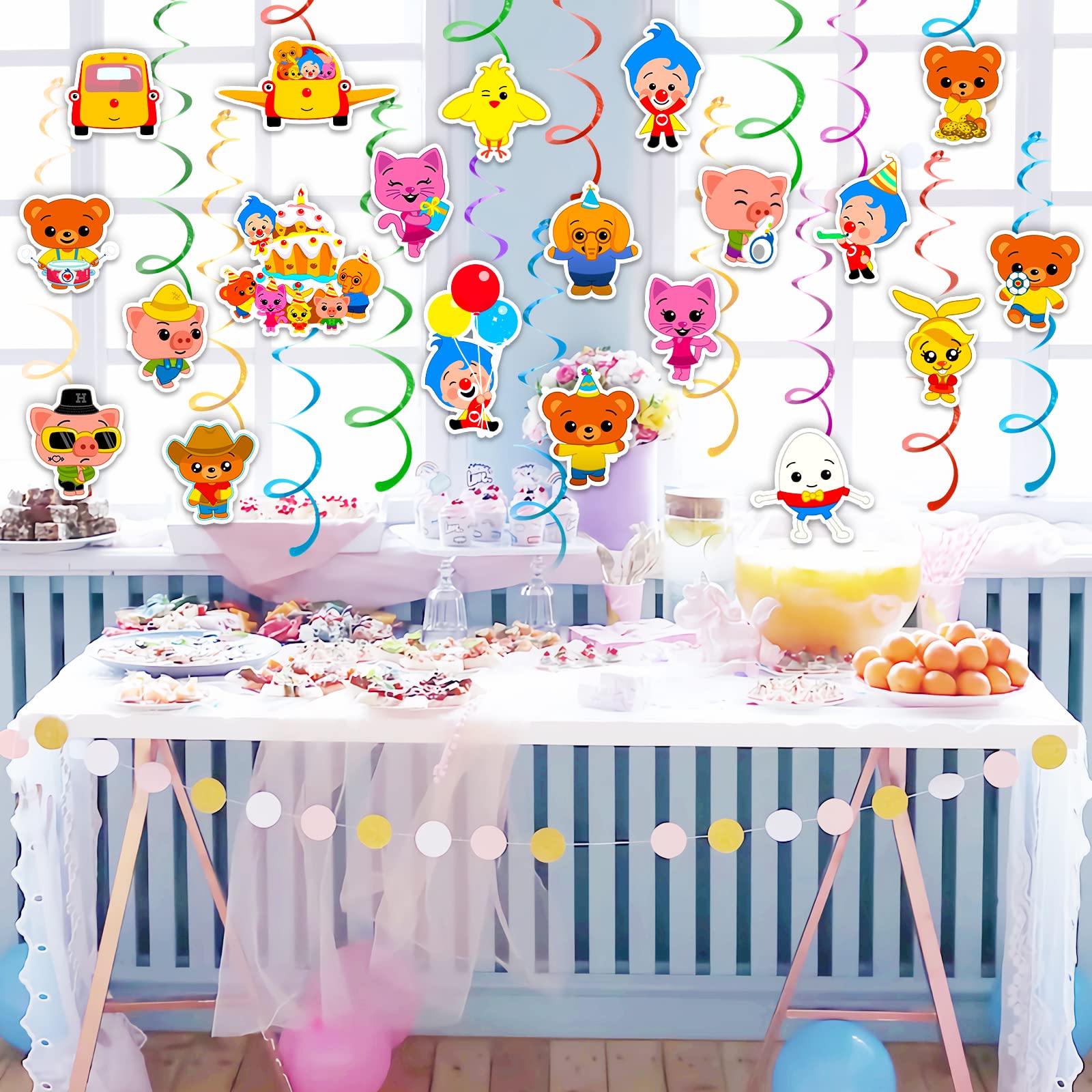 JECTZ 20Pcs Plim Plim Birthday Party Supplies Clown Theme Birthday Party Decorations for Kids Plim Plim Birthday Party Hanging Decorations