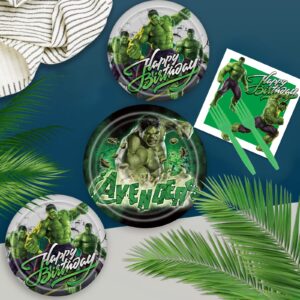 Hulk Birthday Party Supplies, Hulk Birthday Packs Include Happy Birthday Banner, Hanging Swirl, Backdrop, Cake & Cupcake Topper, Balloon, Plates, Napkins, Tablecloth, Superhero Birthday Party For Kids