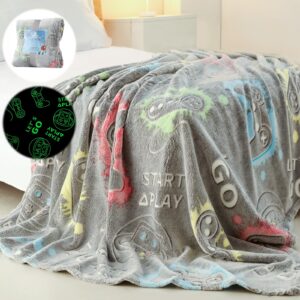 anowpo glow in the dark blanket game controller gifts for boys,soft kids throw gamer blanket 3 4 5 6 7 8 9 10 11 12 year old boy gifts,gifts for boys 8-12,easter birthday valentines day gifts,50"x60"