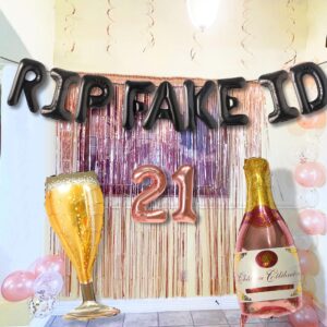 LaVenty Rose Gold 21st Birthday Decorations Finally 21 Rip Fake ID Birthday Party Decoration Her 21st Birthday for Women Forever 21 Birthday Decorations