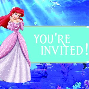 Set of 20 Undersea Princess Inspired Happy Birthday Invitation Cards & Envelopes – Lightweight (240g), Postcard Style Invites for the Perfect Party Pack