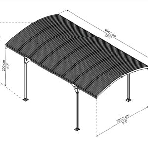 Palram - Canopia Atlas 10 x 16 Metal Carport, Heavy Duty Car Port, Weather-Protected Gray Aluminum Frame, Bronze Polycarbonate RV & Car Storage, UV Protected, DIY Truck Garage Kit, 10-Year Warranty