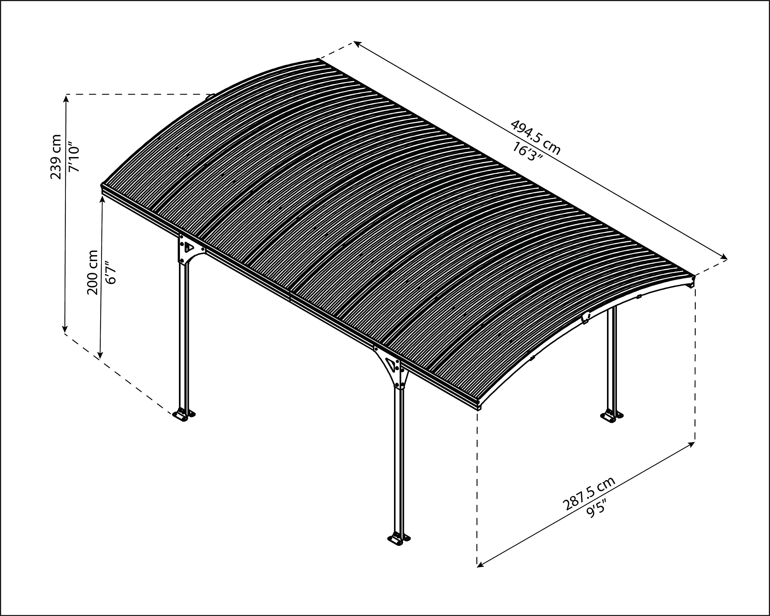 Palram - Canopia Atlas 10 x 16 Metal Carport, Heavy Duty Car Port, Weather-Protected Gray Aluminum Frame, Bronze Polycarbonate RV & Car Storage, UV Protected, DIY Truck Garage Kit, 10-Year Warranty