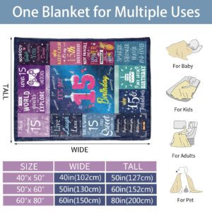 Paready 15th Birthday Presents for Girls Throw Blanket 50"x60" 15 Year Old Girl Birthday Present Soft Blanket for Couch Bed 15th Birthday Decorations for Girls Best Teenage Girl Presents