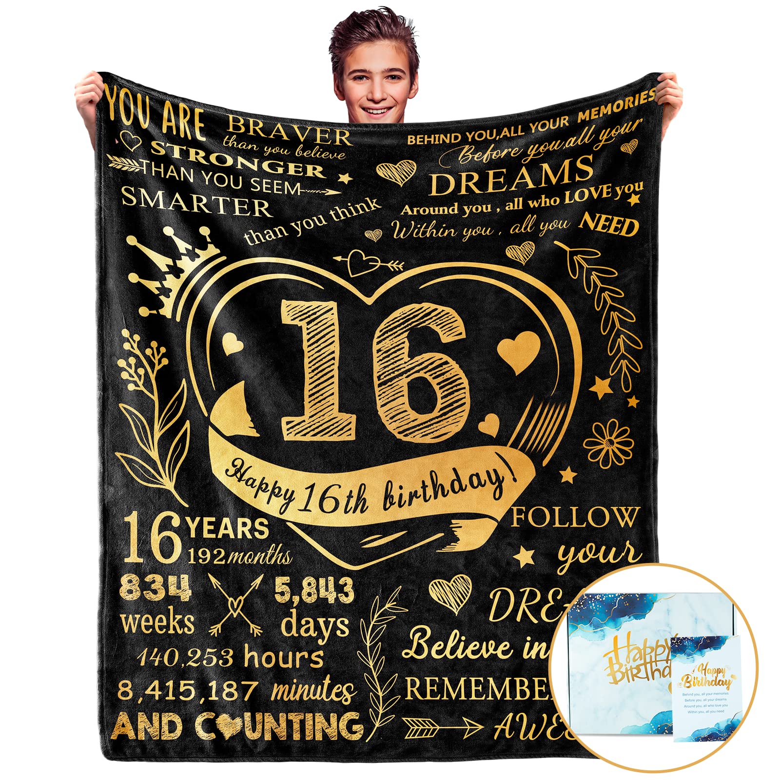 Sweet 16 Gifts for Girls Boys with Gift Box,16th Birthday Gifts for Girls Boys, 16 Year Old Birthday Gifts for Girls Boys, Sweet 16 Birthday Decorations Back in 2007 16th Birthday Blanket 60"x50"