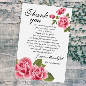 RokAPary Floral Wedding Thank You Place Cards, Place Setting Cards, For Bridal Shower, Reunion, Reception, Celebration, Rehearsals, Dinner Parties, Events 50 Cards 4"x6". Made in USA