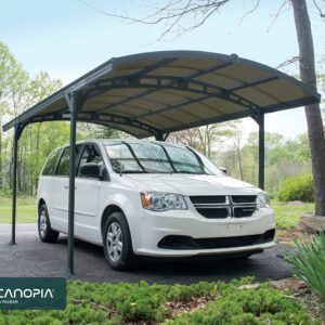 Palram - Canopia Atlas 10 x 16 Metal Carport, Heavy Duty Car Port, Weather-Protected Gray Aluminum Frame, Bronze Polycarbonate RV & Car Storage, UV Protected, DIY Truck Garage Kit, 10-Year Warranty