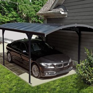 Palram - Canopia Atlas 10 x 16 Metal Carport, Heavy Duty Car Port, Weather-Protected Gray Aluminum Frame, Bronze Polycarbonate RV & Car Storage, UV Protected, DIY Truck Garage Kit, 10-Year Warranty