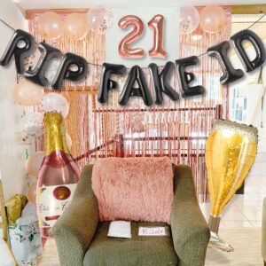 LaVenty Rose Gold 21st Birthday Decorations Finally 21 Rip Fake ID Birthday Party Decoration Her 21st Birthday for Women Forever 21 Birthday Decorations