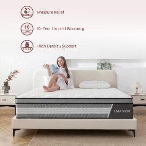 LMANKBK Twin Mattress, 10 Inch Innerspring Hybrid Mattress in a Box with Gel Memory Foam, Individually Wrapped Encased Coil Pocket Spring Mattress, Pressure Relief, Medium Firm Support,39"*75"*10"…