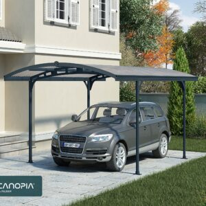 Palram - Canopia Atlas 10 x 16 Metal Carport, Heavy Duty Car Port, Weather-Protected Gray Aluminum Frame, Bronze Polycarbonate RV & Car Storage, UV Protected, DIY Truck Garage Kit, 10-Year Warranty