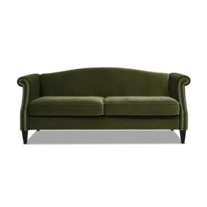 Jennifer Taylor Home Elaine 77" Camel Back Small Space Sofa Olive Green Performance Velvet