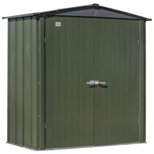 Scotts 6' x 3' x 6' Garden Storage Cabinet, Compact Outdoor Lockable Metal Shed Kit for Backyard, Patio, and Lawn