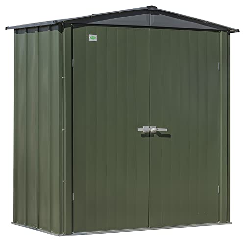 Scotts 6' x 3' x 6' Garden Storage Cabinet, Compact Outdoor Lockable Metal Shed Kit for Backyard, Patio, and Lawn