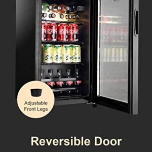 KRIB BLING Beverage Refrigerator 120 Can Freestanding Beverage Cooler with Adjustable Shelving Glass Door for Beer Soda or Wine Perfect for Home Office or Bar Black (KB03-FLB-60)