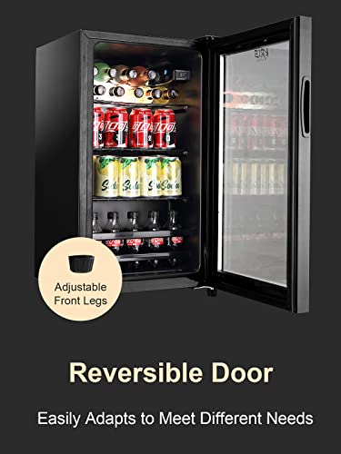 KRIB BLING Beverage Refrigerator 120 Can Freestanding Beverage Cooler with Adjustable Shelving Glass Door for Beer Soda or Wine Perfect for Home Office or Bar Black (KB03-FLB-60)