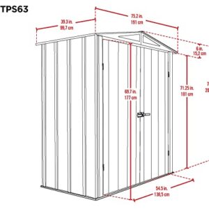 Scotts 6' x 3' x 6' Garden Storage Cabinet, Compact Outdoor Lockable Metal Shed Kit for Backyard, Patio, and Lawn