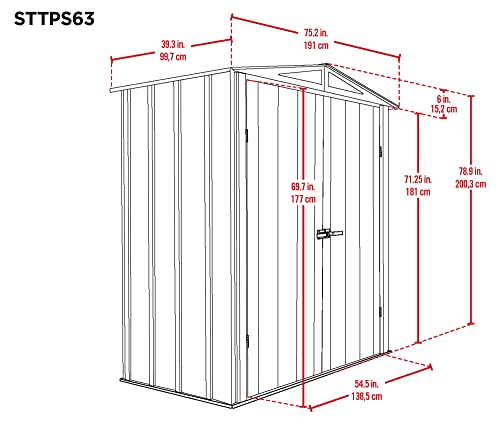 Scotts 6' x 3' x 6' Garden Storage Cabinet, Compact Outdoor Lockable Metal Shed Kit for Backyard, Patio, and Lawn