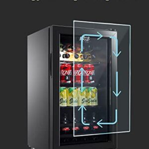 KRIB BLING Beverage Refrigerator 120 Can Freestanding Beverage Cooler with Adjustable Shelving Glass Door for Beer Soda or Wine Perfect for Home Office or Bar Black (KB03-FLB-60)