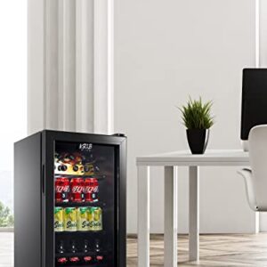 KRIB BLING Beverage Refrigerator 120 Can Freestanding Beverage Cooler with Adjustable Shelving Glass Door for Beer Soda or Wine Perfect for Home Office or Bar Black (KB03-FLB-60)